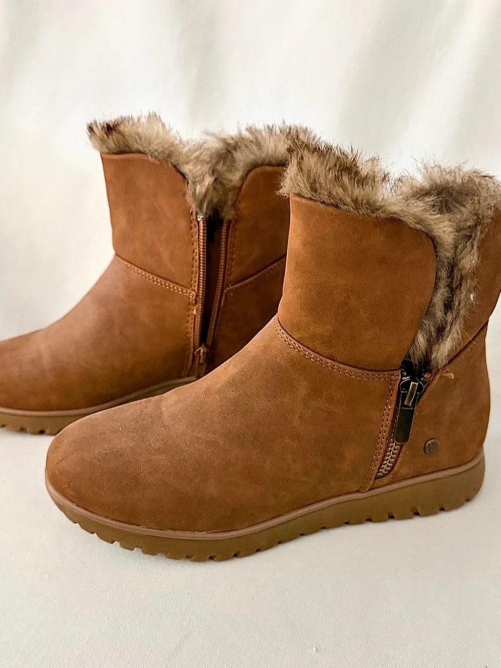 London Fog Balance Man Faux Fur Ankle Boots Brown US 6M